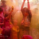 Japanese students play Holi